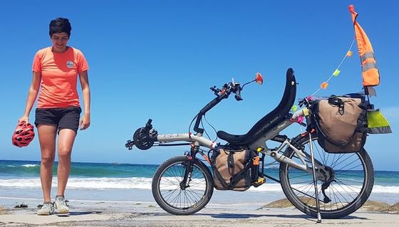 Voyage de Sarah Moreira sur son vélo couché AZUB SIX